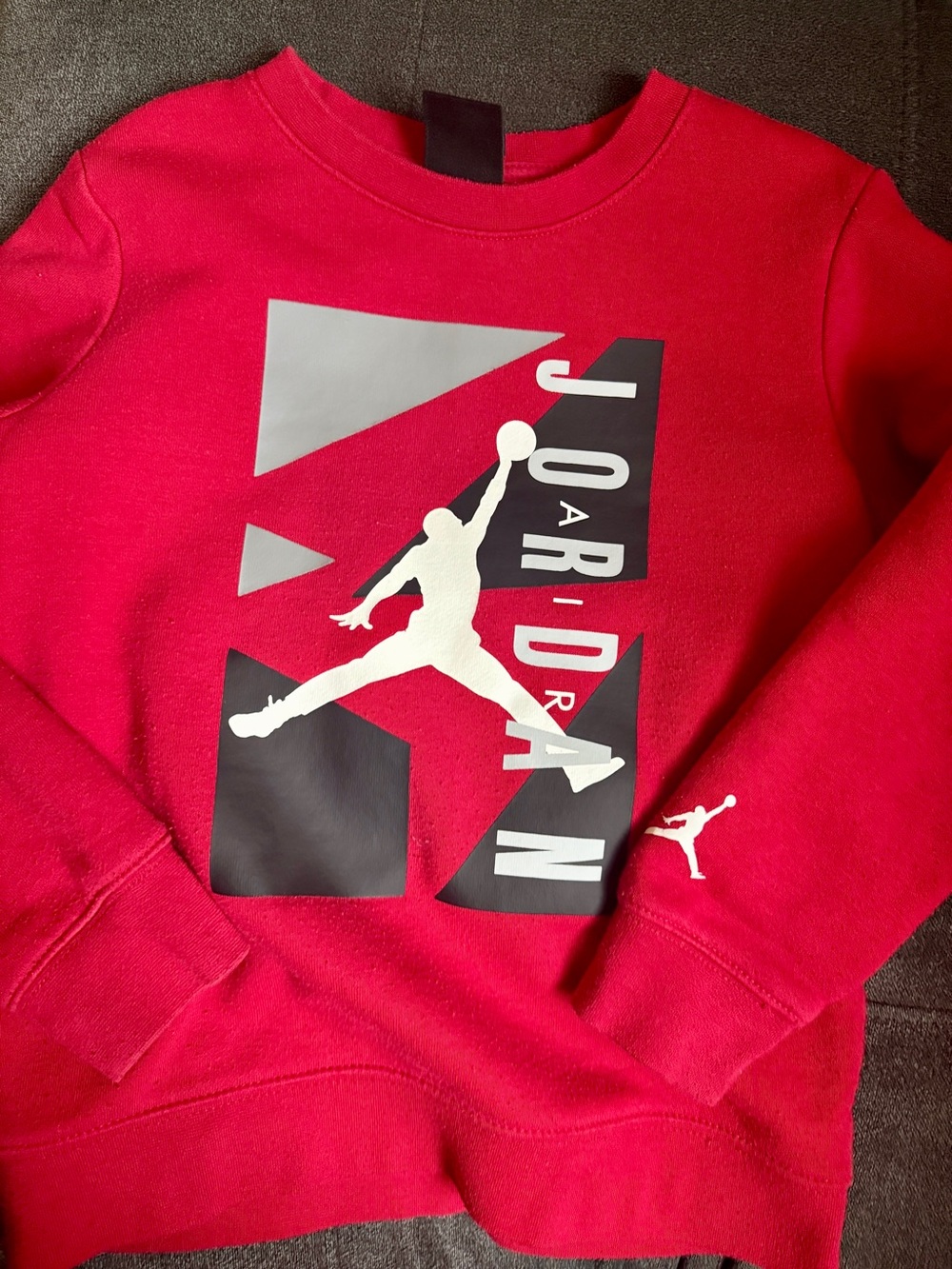 Jordan Red Crewneck with White Jumpman and Black Graphic